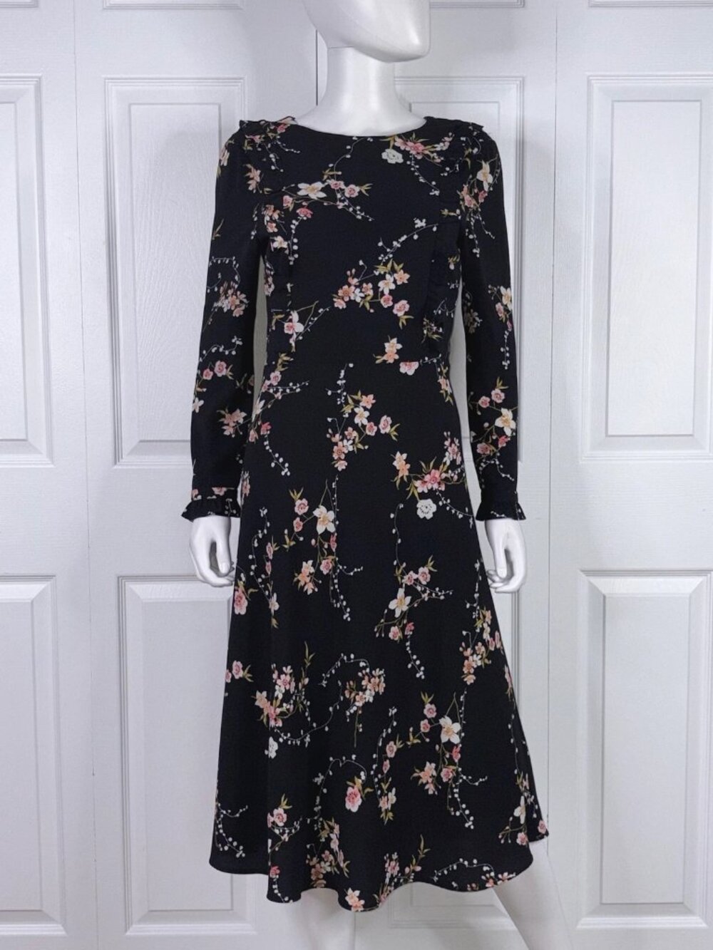 GALERIES LAFAYETTE women's long-sleeve floral dress size Small